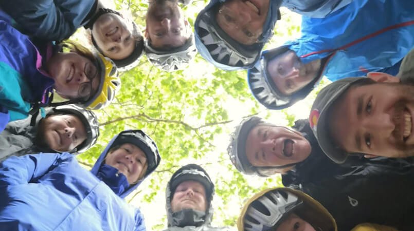Downward facing selfie for a cycling tour group in Ireland