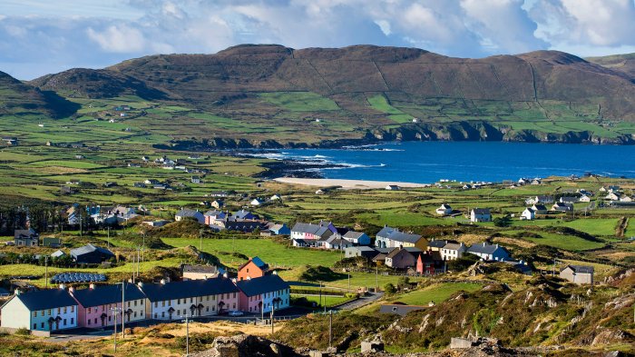 View over Allihies on the Beara Peninsula from the Copper Mines