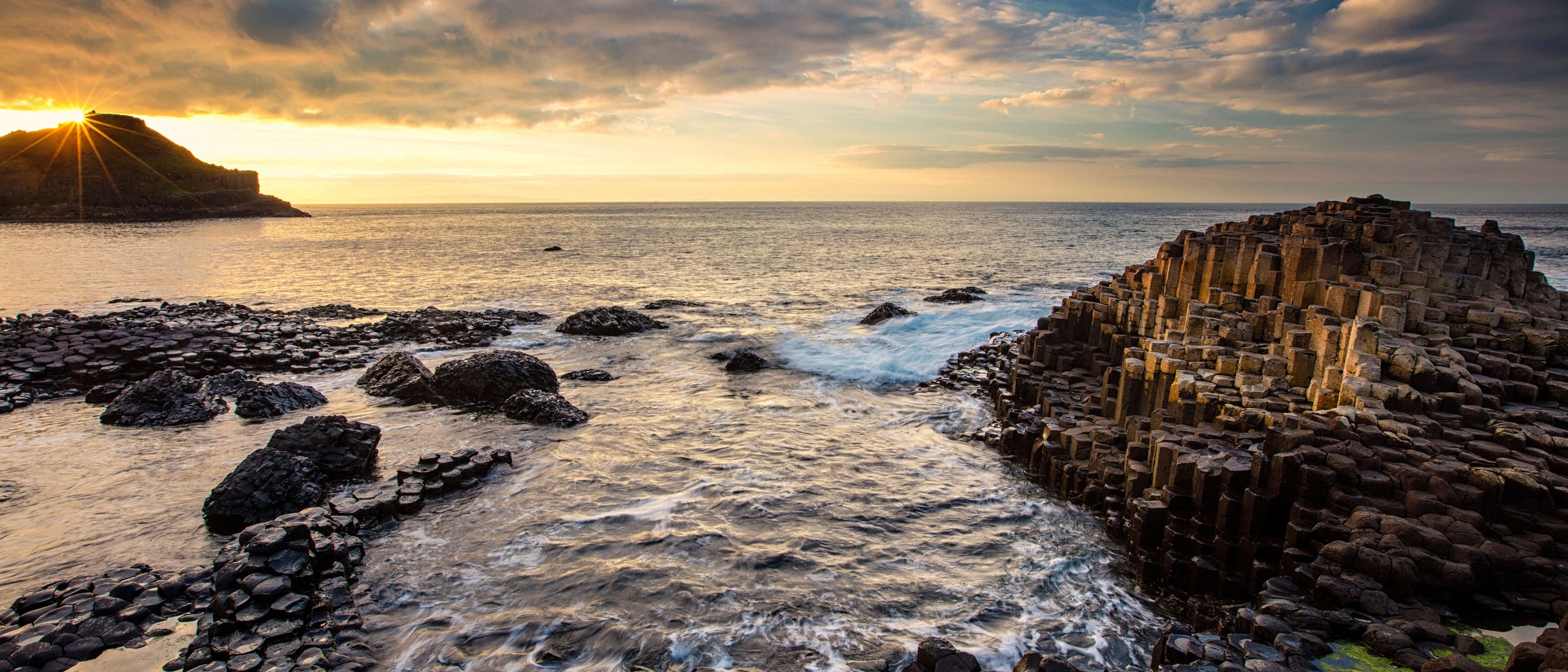 The Giant's Causeway in Northern Ireland at sunrise
