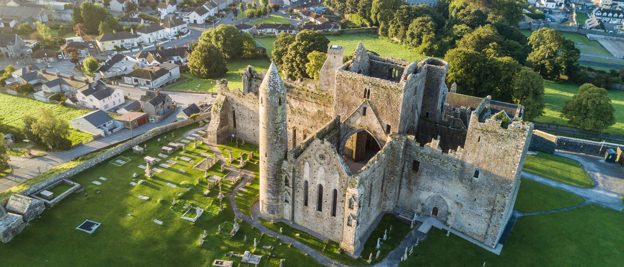 An aerial view of the rock of cashel